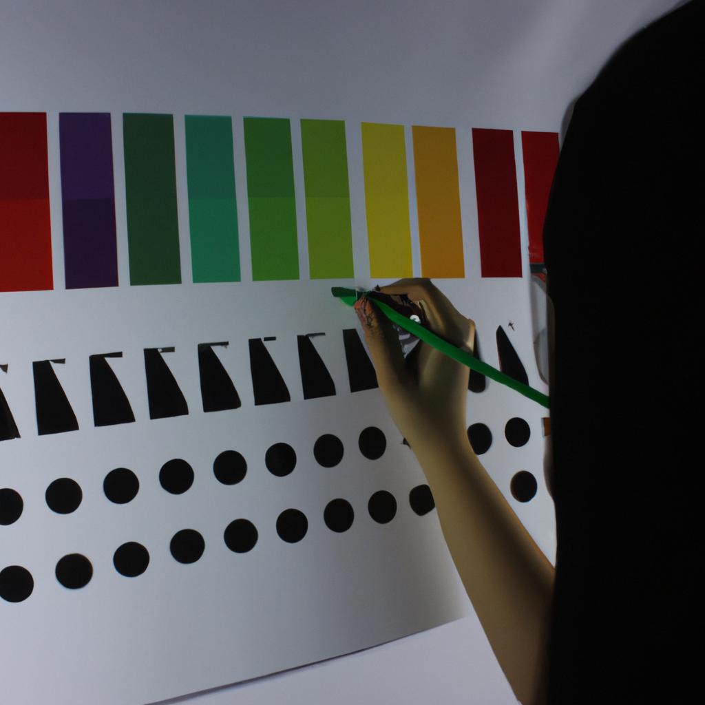 Person studying color theory, designing